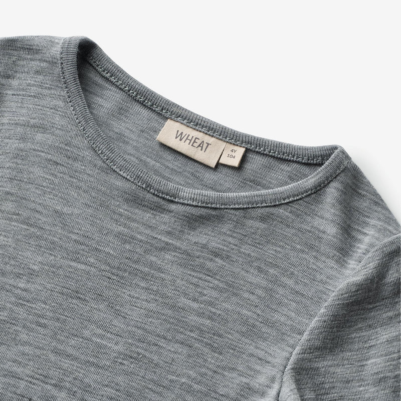 Wheat Wool Woll-T-Shirt L/S Alfie Alfie Jersey Tops and T-Shirts 0224 melange grey