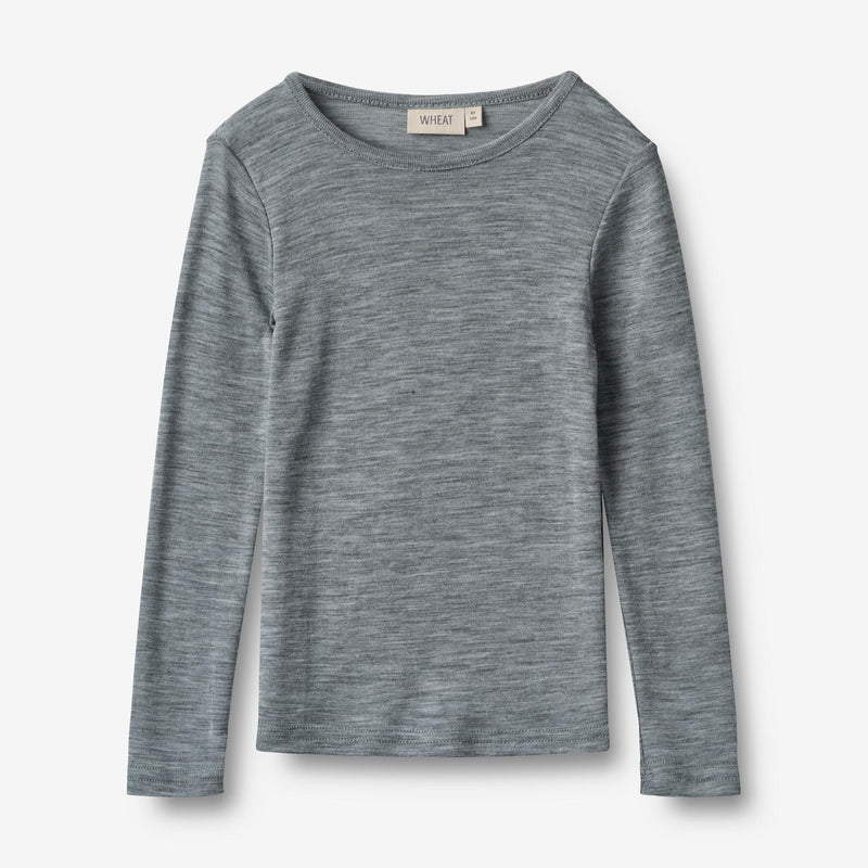 Wheat Wool Woll-T-Shirt L/S Alfie Alfie Jersey Tops and T-Shirts 0224 melange grey