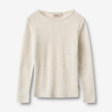 Wheat Wool Woll-T-Shirt L/S Alfie Alfie T-Shirt 1141 eggshell melange