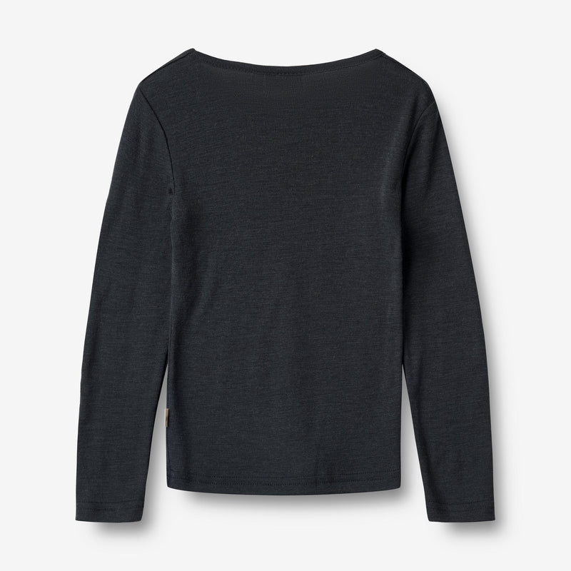Wheat Wool Woll-T-Shirt L/S Alfie Alfie T-Shirt 1432 navy