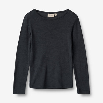 Wheat Wool Woll-T-Shirt L/S Alfie Alfie T-Shirt 1432 navy
