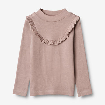 Wheat Wool  Wolle Langarm-Shirt Ruffle Jersey Tops and T-Shirts 2086 dark powder 