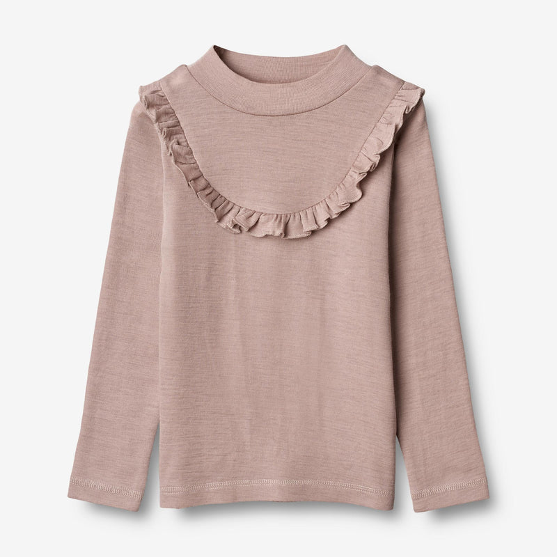 Wheat Wool Wolle Langarm-Shirt Ruffle Jersey Tops and T-Shirts 2086 dark powder 