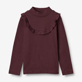 Wheat Wool  Wolle Langarm-Shirt Ruffle Jersey Tops and T-Shirts 2118 aubergine