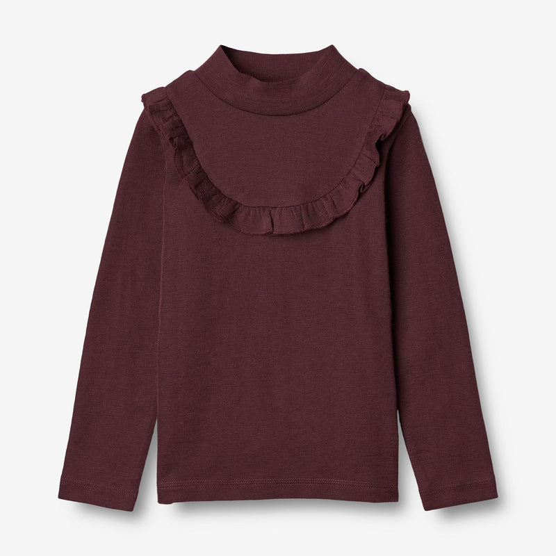 Wheat Wool Wolle Langarm-Shirt Ruffle Jersey Tops and T-Shirts 2118 aubergine