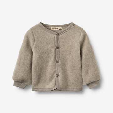 Wheat Outerwear Wool Fleece Cardigan Kari Cardigan 3204 khaki melange
