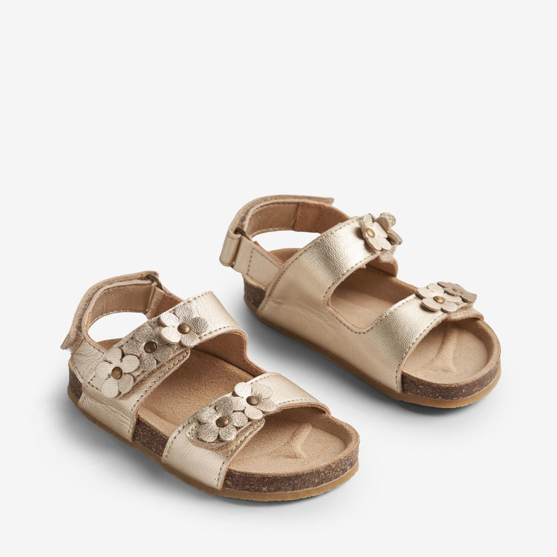 Wheat Footwear  Zehenfreie Kork-Sandale Clara mit Blumen Sandals 0204 light gold