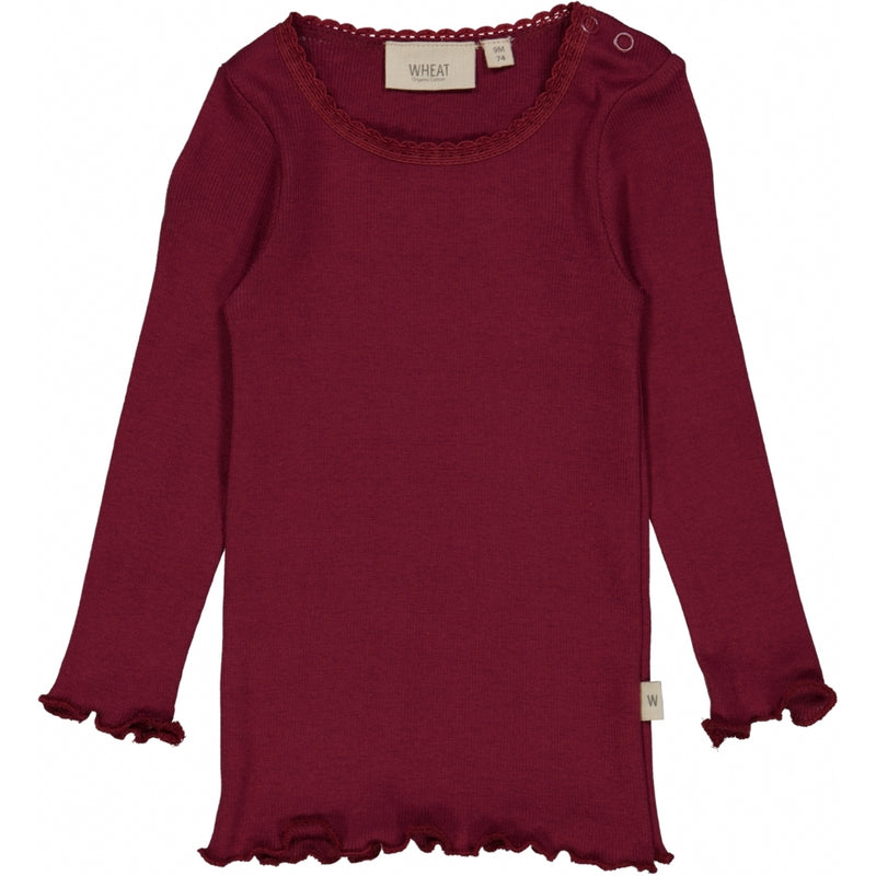 Wheat Geripptes Langarmshirt Jersey Tops and T-Shirts 2390 red plum