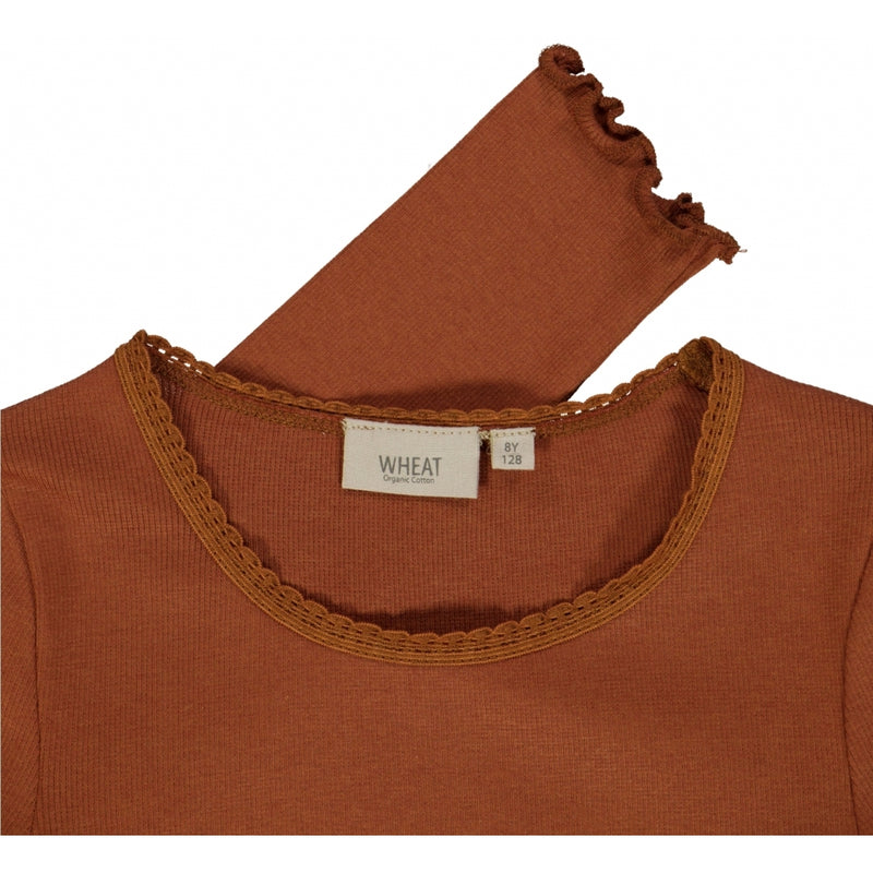 Wheat Geripptes Langarmshirt Spitze Jersey Tops and T-Shirts 0001 bronze