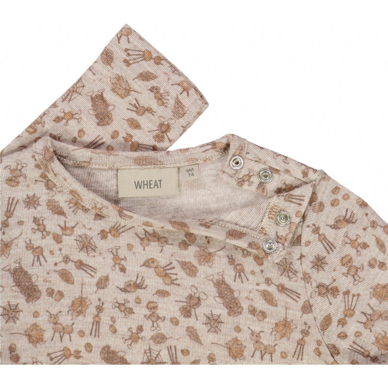 Wheat Wool Gestreiftes Langarm-Shirt aus Merinowolle Jersey Tops and T-Shirts 3242 beige chestnut