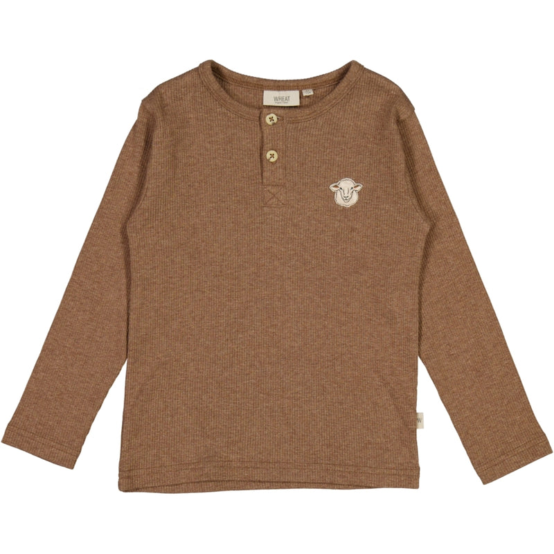 Wheat Langarm-Shirt mit Schaf Jersey Tops and T-Shirts 3303 coffee melange