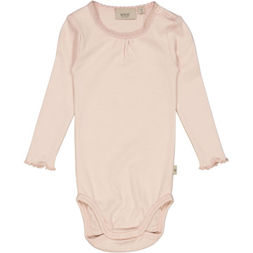 Wheat Main Langarmbody Ripp mit Spitze Underwear/Bodies 2400 powder