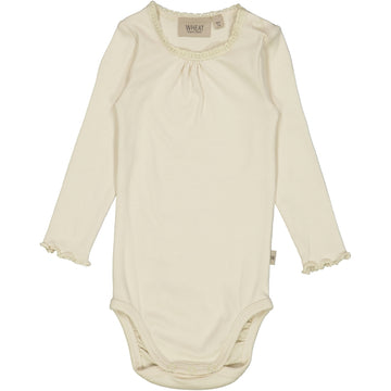 Wheat Main Langarmbody Ripp mit Spitze Underwear/Bodies 3129 eggshell 