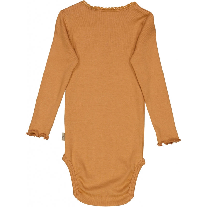 Wheat Langarmbody Ripp mit Spitze Underwear/Bodies 3351 sandstone