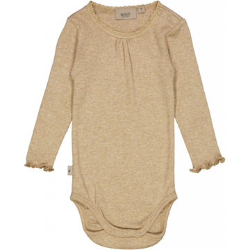 Wheat Main Langarmbody Ripp mit Spitze Underwear/Bodies 5410 dark oat melange