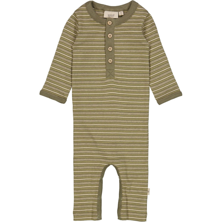 Wheat Langärmliger Jersey-Strampler Eigil Jumpsuits 2185 heather green stripe