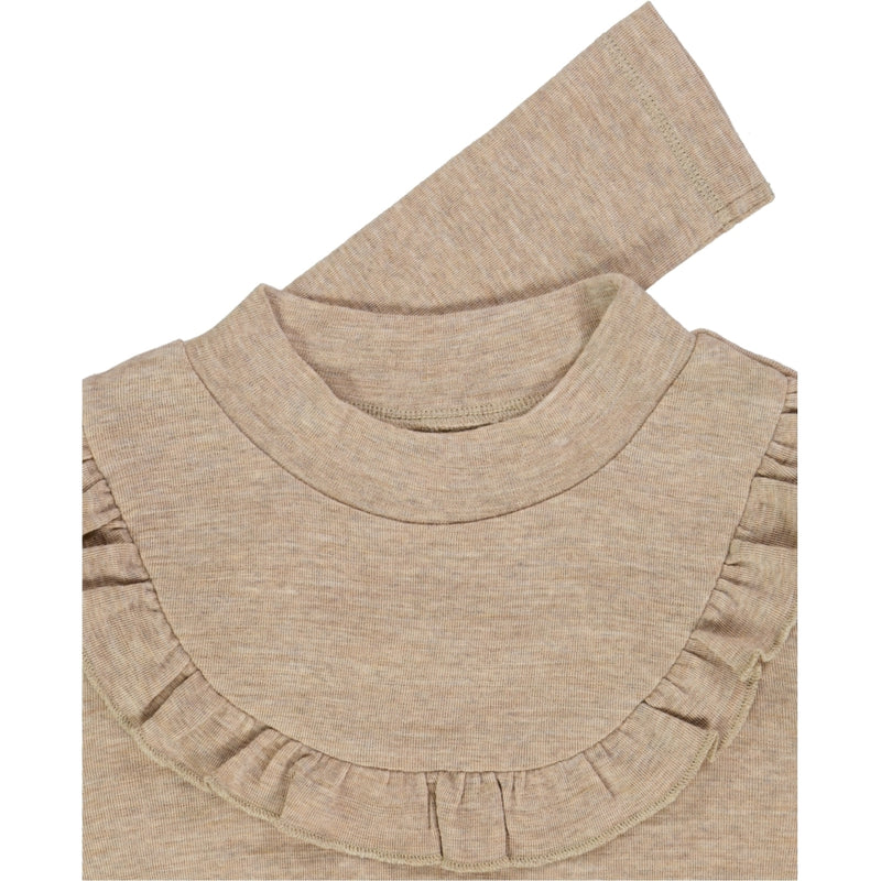Wheat Wool Langarmshirt Rüschen Wolle Jersey Tops and T-Shirts 3204 khaki melange