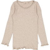 Wheat Rib Langarm-Shirt Lace Jersey Tops and T-Shirts 0072 gravel melange