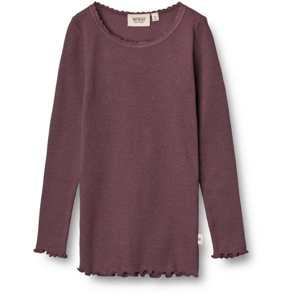Wheat Main Rib Langarm-Shirt Lace Jersey Tops and T-Shirts 3374 soft eggplant