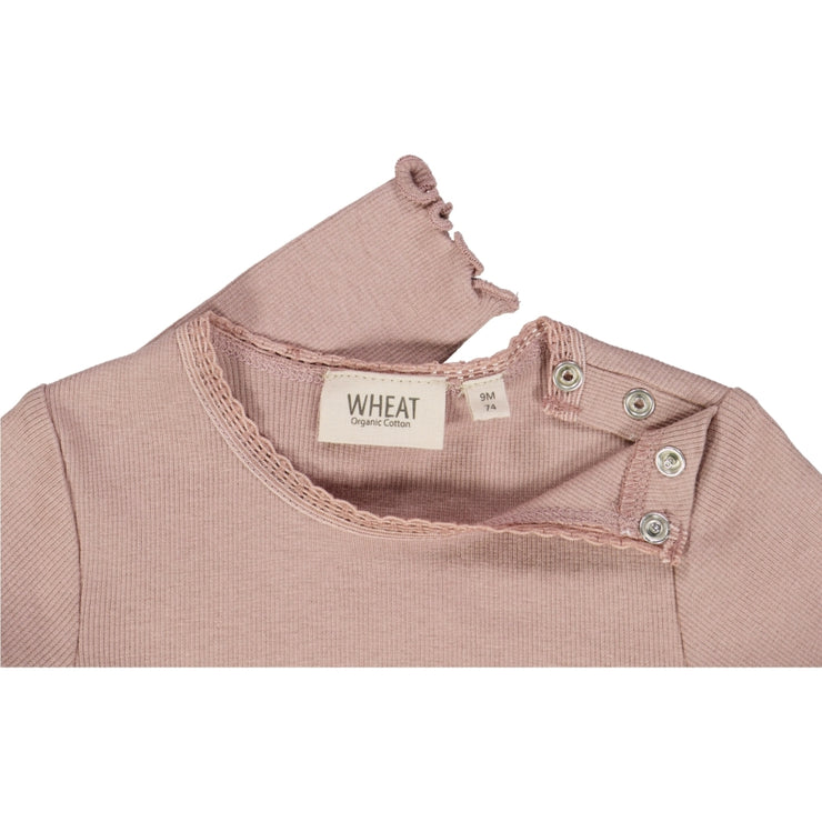 Wheat Rib Langarm-Shirt Lace Jersey Tops and T-Shirts 2411 powder brown