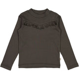 Wheat Rib Langarm-Shirt Ruffle Jersey Tops and T-Shirts 0033 black granite