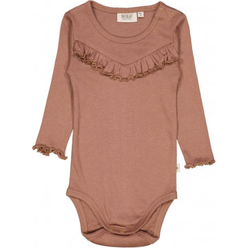 Wheat Main Rib Langarmbody mit Rüschen Underwear/Bodies 2102 vintage rose
