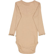 Wheat Rib Langarmbody mit Rüschen Underwear/Bodies 3320 affogato