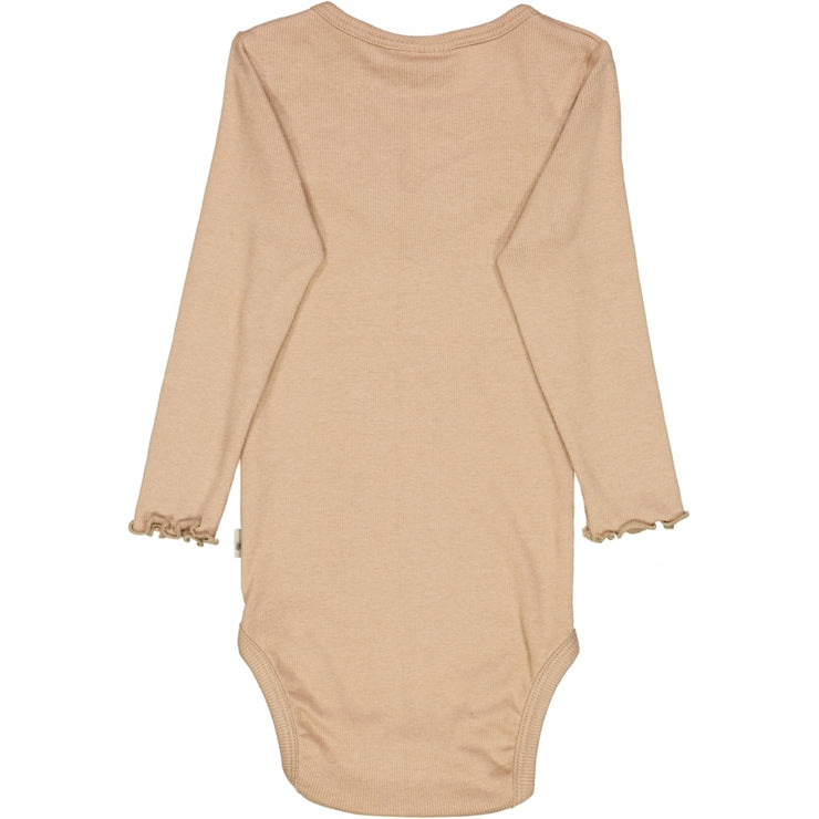 Wheat Rib Langarmbody mit Rüschen Underwear/Bodies 3320 affogato