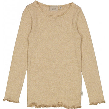 Wheat Main Ripp Langarmshirt Spitze Jersey Tops and T-Shirts 5410 dark oat melange