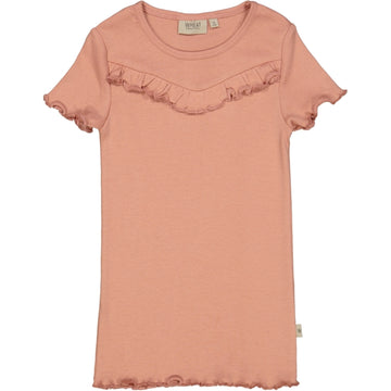 Wheat Main Ripp T-Shirt mit Raffungen Jersey Tops and T-Shirts 3045 cameo brown