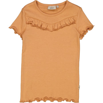 Wheat Main Ripp T-Shirt mit Raffungen Jersey Tops and T-Shirts 3351 sandstone