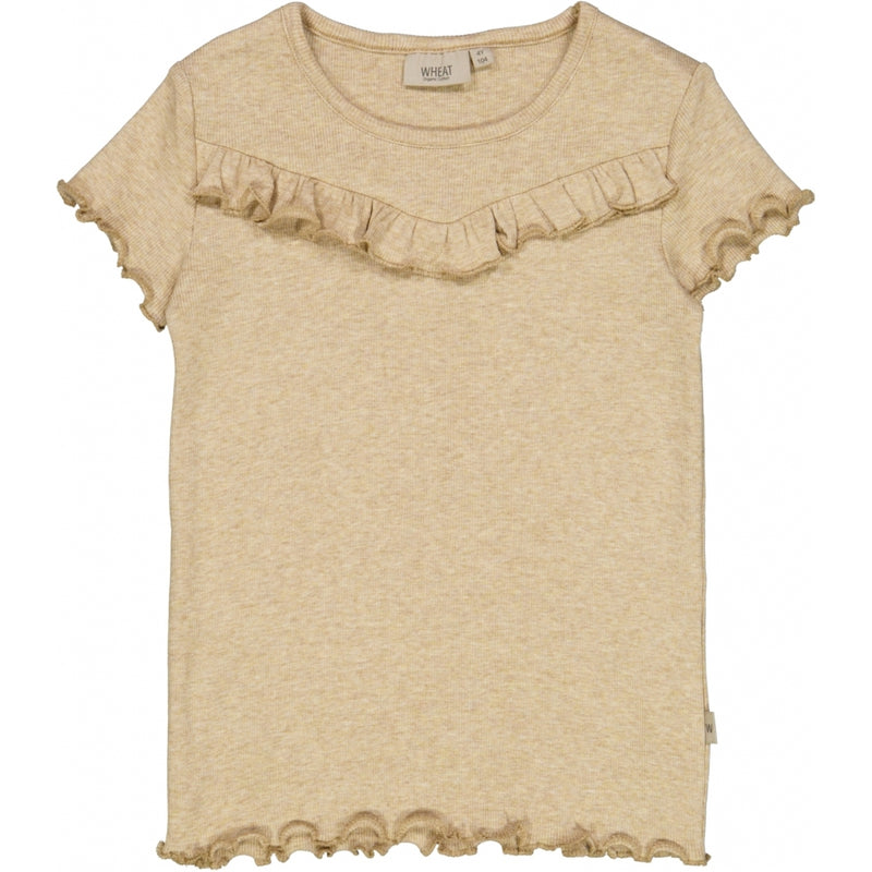 Wheat Ripp T-Shirt mit Raffungen Jersey Tops and T-Shirts 5410 dark oat melange