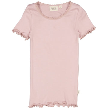 Wheat Main Ripp T-Shirt mit Spitze Jersey Tops and T-Shirts 2433 powder rose 