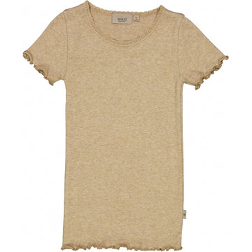 Wheat Main Ripp T-Shirt mit Spitze Jersey Tops and T-Shirts 5410 dark oat melange