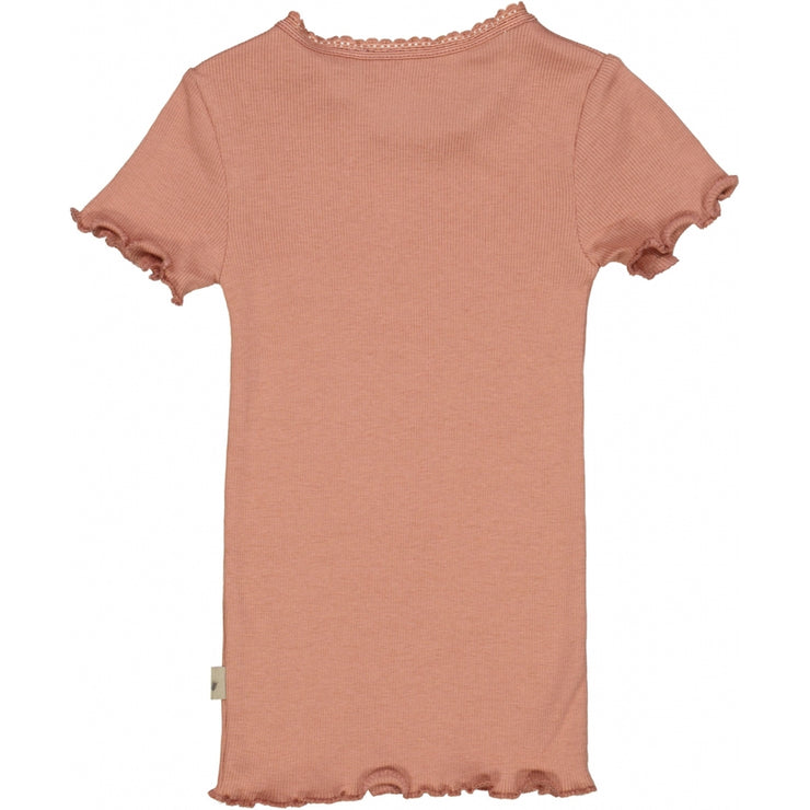 Wheat Ripp T-Shirt mit Spitze Jersey Tops and T-Shirts 3045 cameo brown