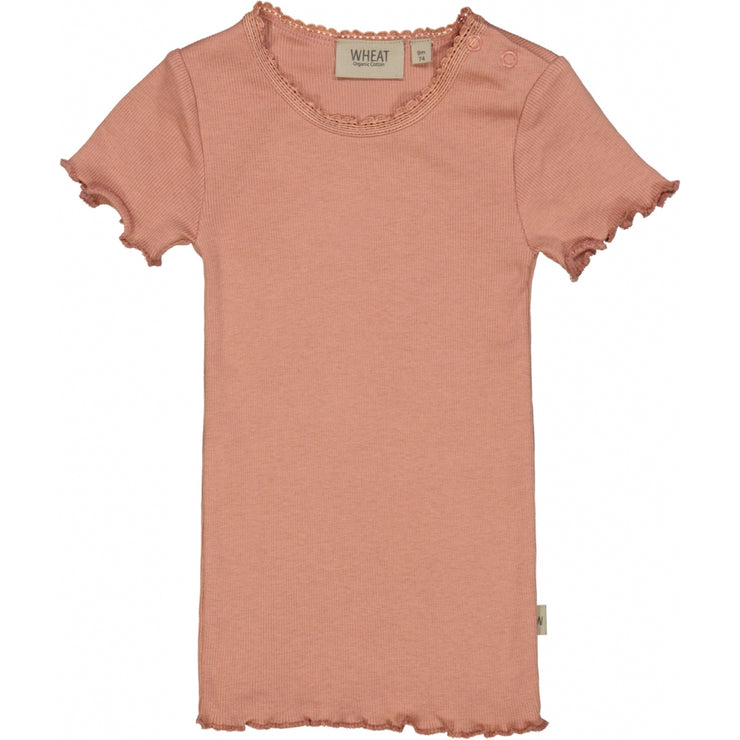 Wheat Ripp T-Shirt mit Spitze Jersey Tops and T-Shirts 3045 cameo brown