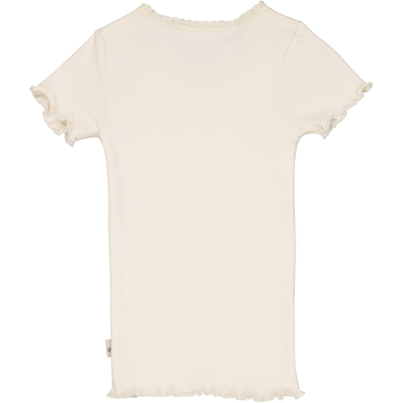Wheat Ripp T-Shirt mit Spitze Jersey Tops and T-Shirts 3129 eggshell 