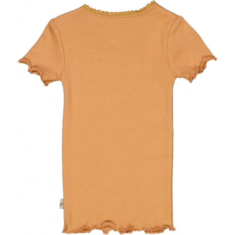 Wheat Ripp T-Shirt mit Spitze Jersey Tops and T-Shirts 3351 sandstone