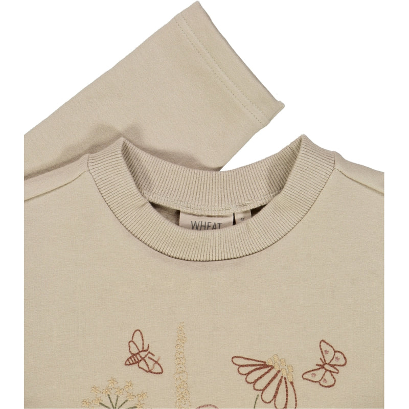 Wheat Main Sweatshirt mit Blumenbouquet-Stickerei Sweatshirts 0070 gravel