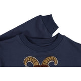 Wheat Main Sweatshirt mit Ziegen-Stickerei Sweatshirts 1451 sea storm