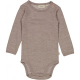 Wheat Wool Woll-Langarmbody Plain Underwear/Bodies 3211 grey khaki melange